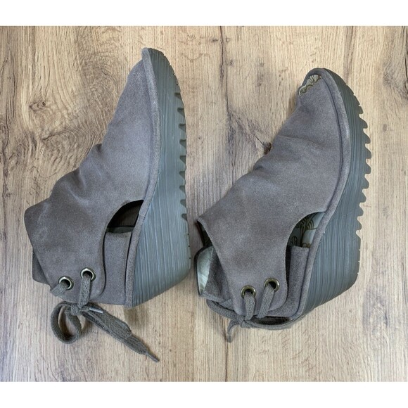 Fly London Yema Women’s EU 38 US 7.5 Ankle Bootie Wedge Heel Laced Back - Picture 11 of 16